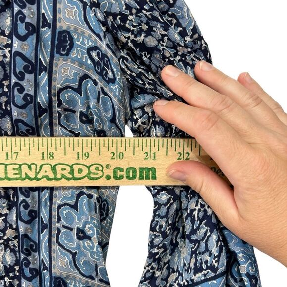 Joie Silk Blouse Blue Floral Print 174 small - Picture 7 of 16